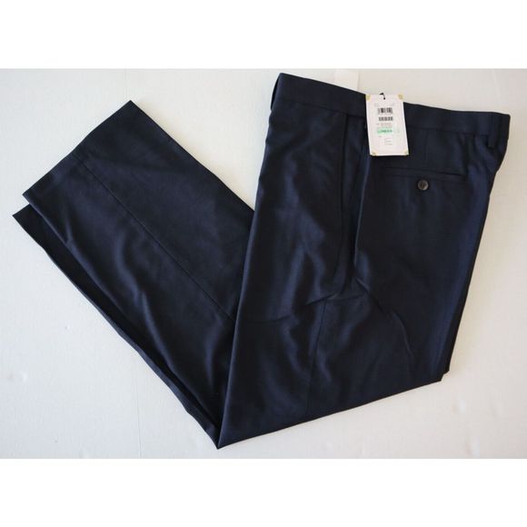 J.M. Haggar HY00182 Men 34x30 Navy Premium Stretch Solid Suit Separate Pants - Picture 8 of 12